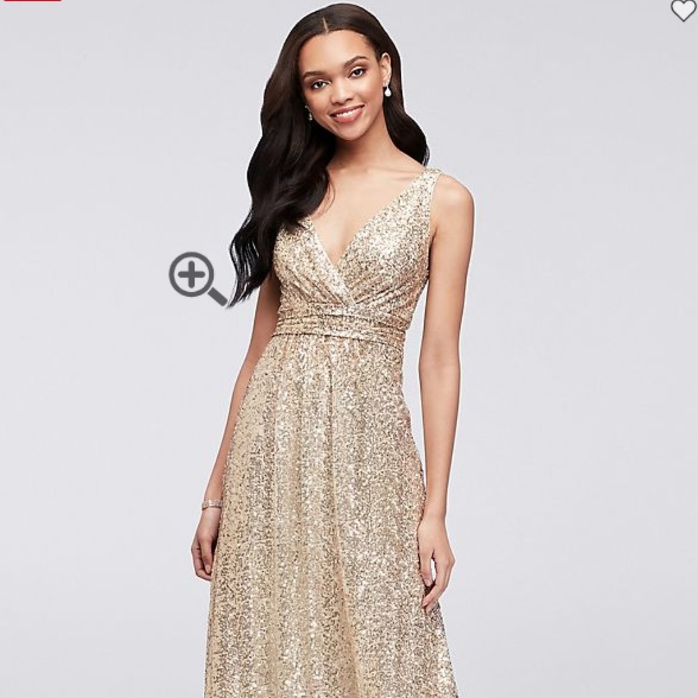 David's Bridal - Sequin V-Neck Bridesmaid Dress